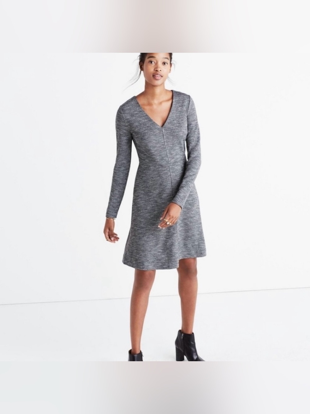 Madewell Bridgewalk Gray marl vneck dress 12